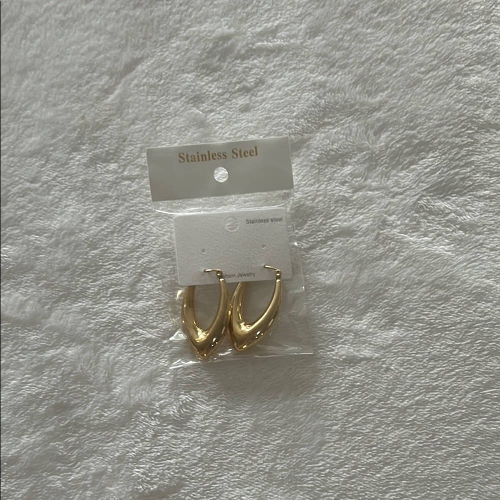 Gold Stainless Steel Hoop Earrings